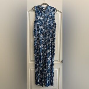 Floral Blue Sleeveless Jumpsuit